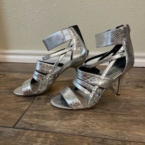 Michael Kors silver heeled strappy sandals size 8